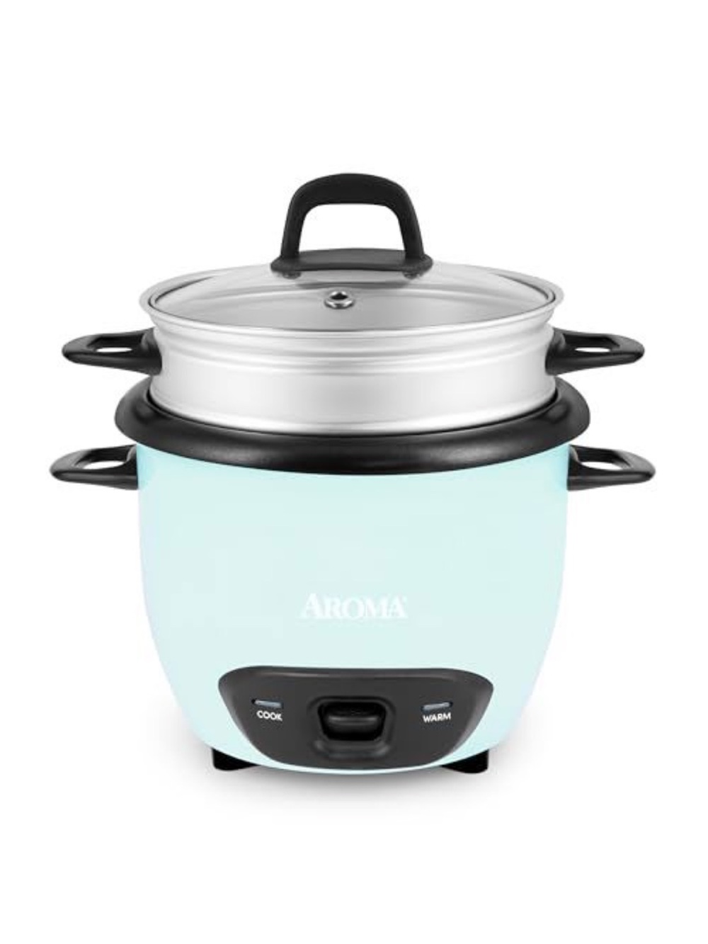 Roma Mini Rice Cooker with Steamer in Pale Blue